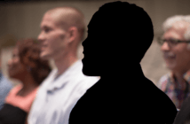 Addressing the Root Causes of the Crisis of Younger Clergy Photo of a congregation with the young adult cut out