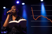 Still Fewer Young United Methodist Elders in 2022 Chart showing decreasing number of young pastors superimposed over an image of a young pastor