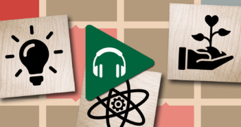 Scrabble tiles with icons representing vision values and hope
