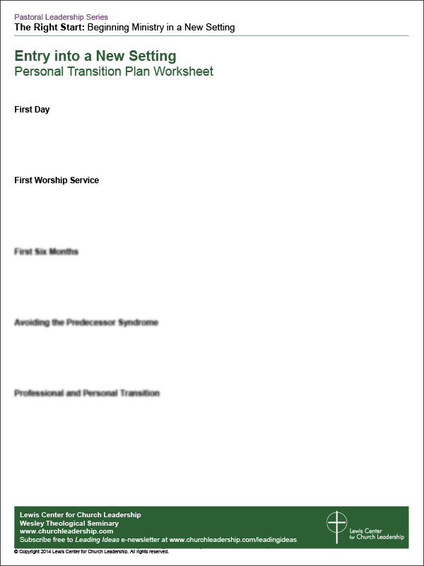 Sample Worksheet - Personal Transition Plan